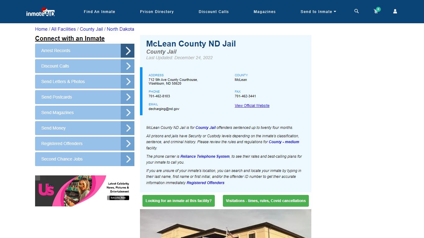 McLean County ND Jail - Inmate Locator - Washburn, ND