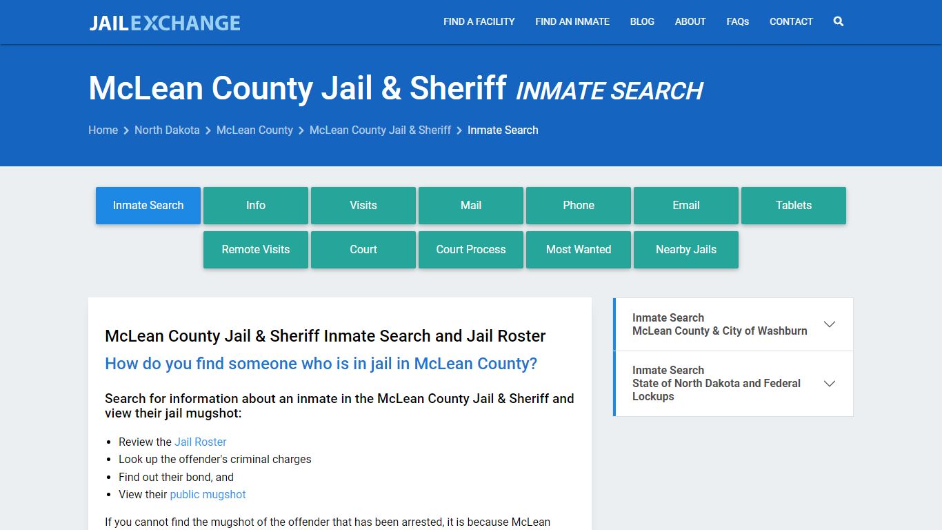 Inmate Search: Roster & Mugshots - McLean County Jail & Sheriff, ND
